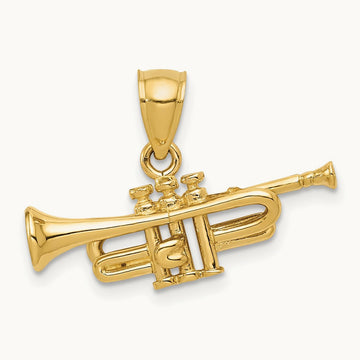 3D Trumpet Pendant, 14K