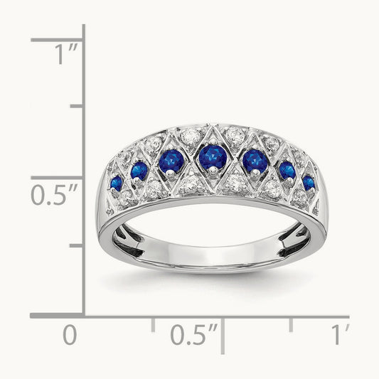 Diamond and Sapphire Fancy Ring, 14K White Gold