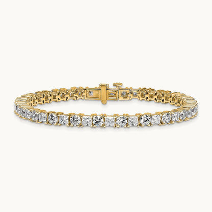 Princess/Round Tennis Bracelet, 10.00 ct tw Lab-Grown Diamond — 14K Yellow Gold