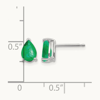 Emerald Earrings, 14K White Gold