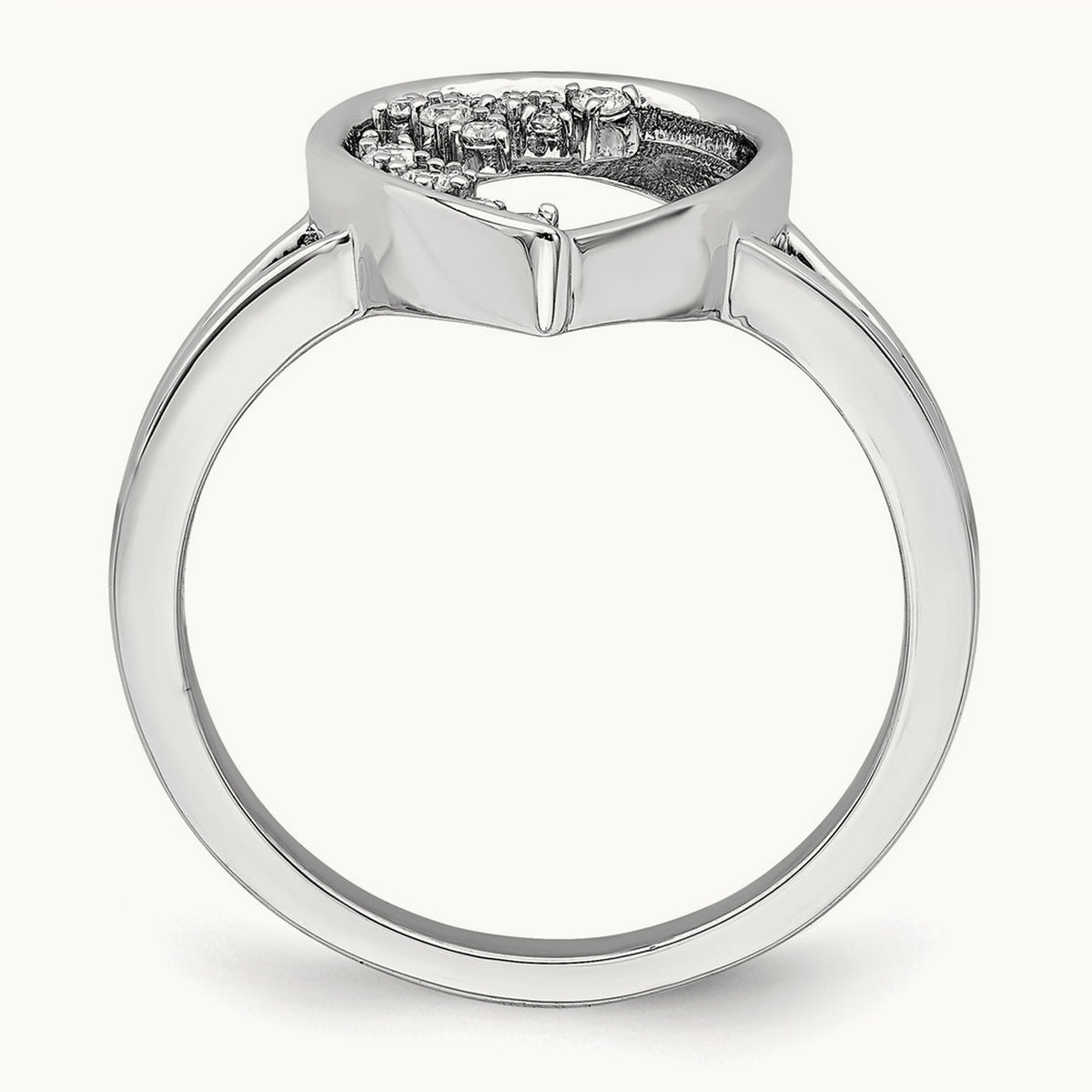 Polished Teardrop Diamond Ring, 14K White Gold