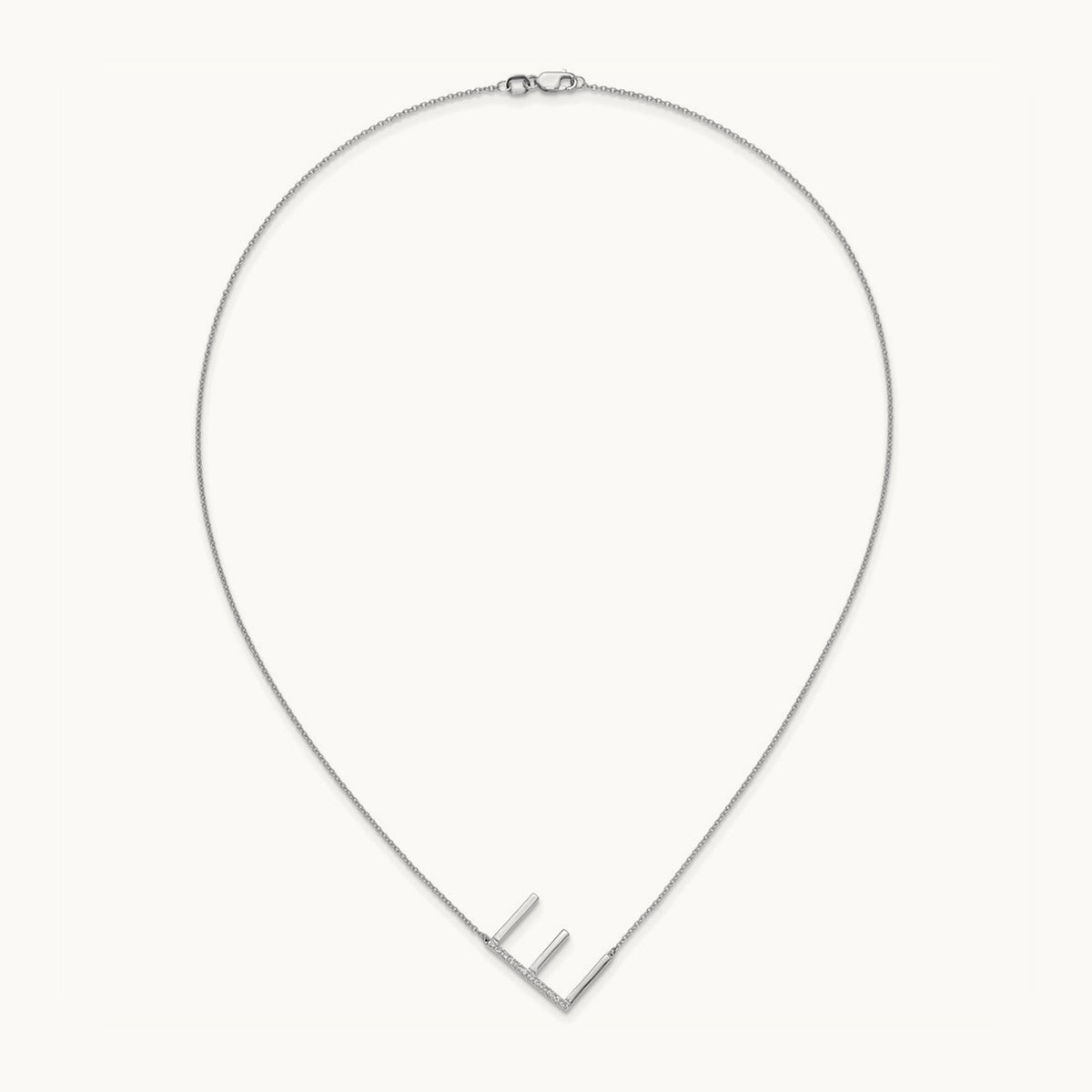Sideways Diamond Necklace — 14K White Gold, E