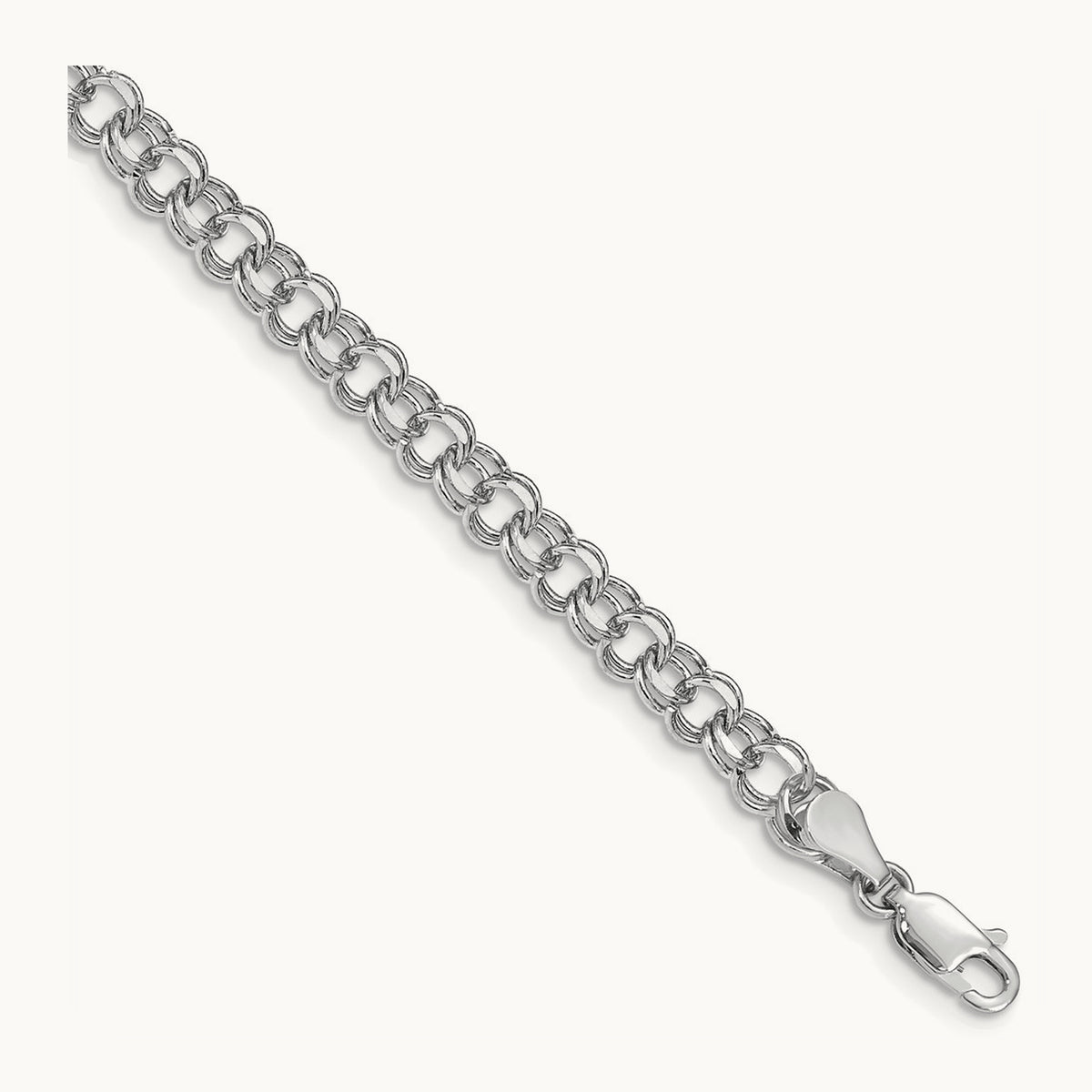 Double Link Charm Bracelet, 14K White Gold