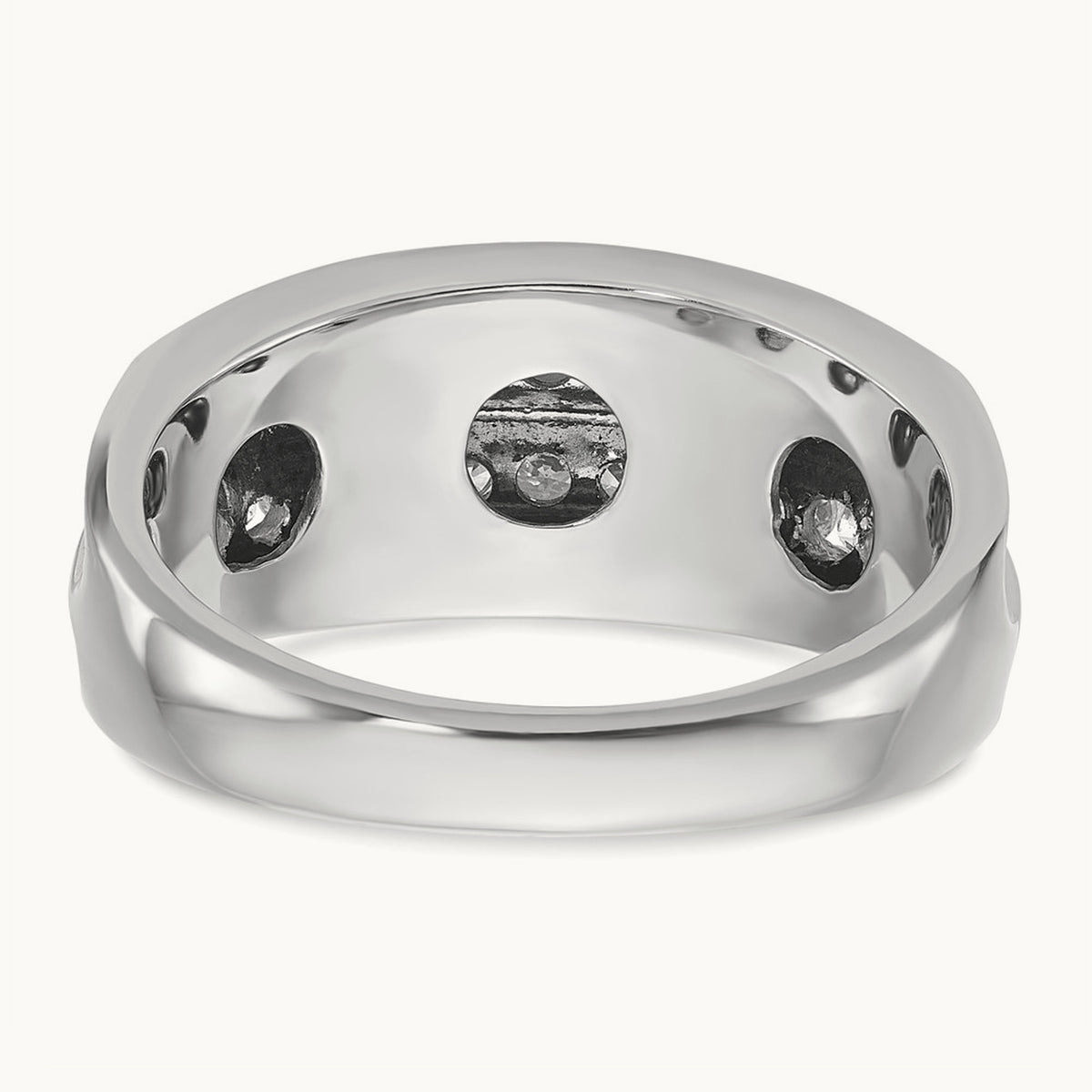 Men's Polished Satin Grooved 2-Row Diamond Ring — IBGoodman