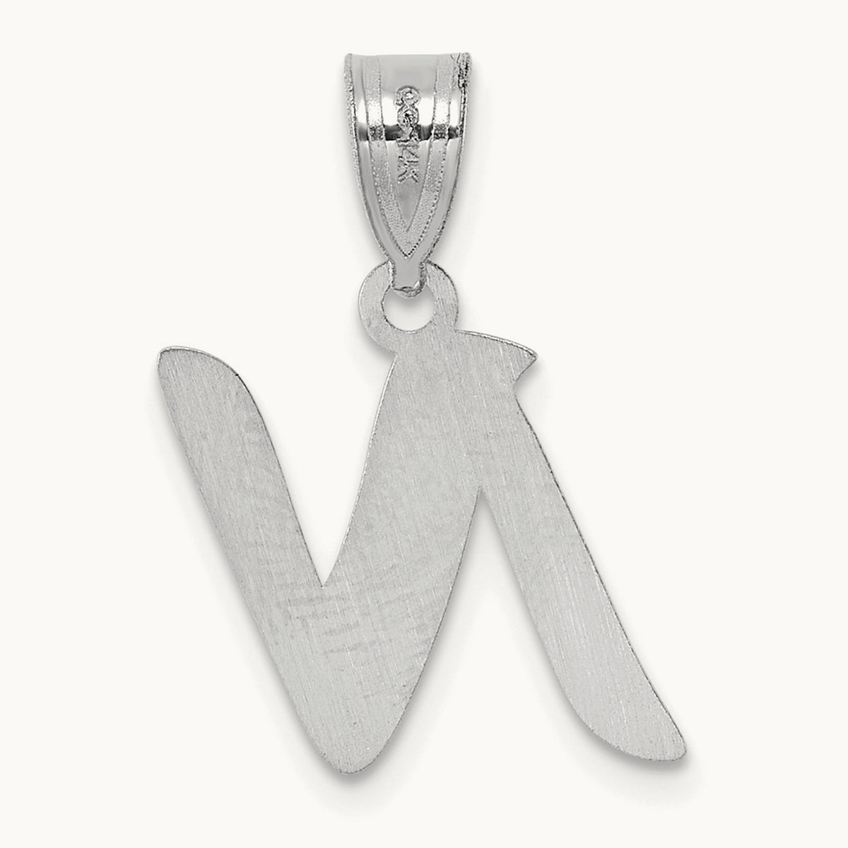 Polished Script Initial Pendant — 14K White Gold, N