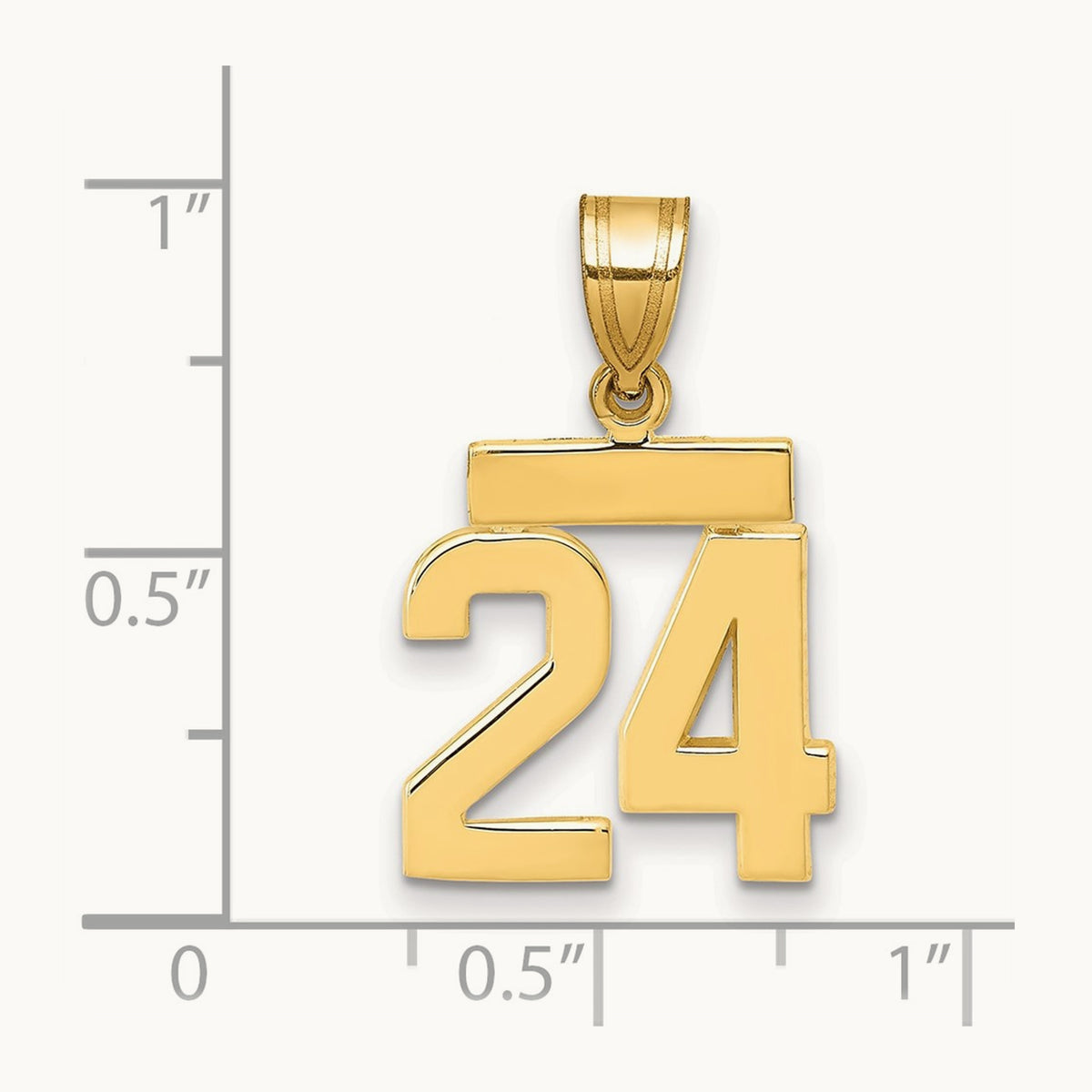 Small Polished Number 24 Charm, 14K