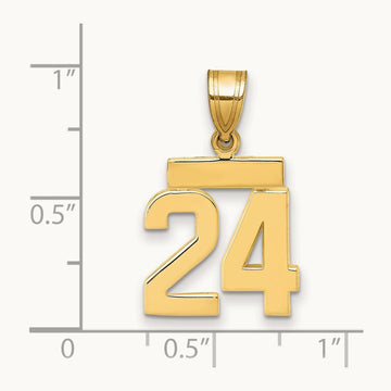 Small Polished Number 24 Charm, 14K