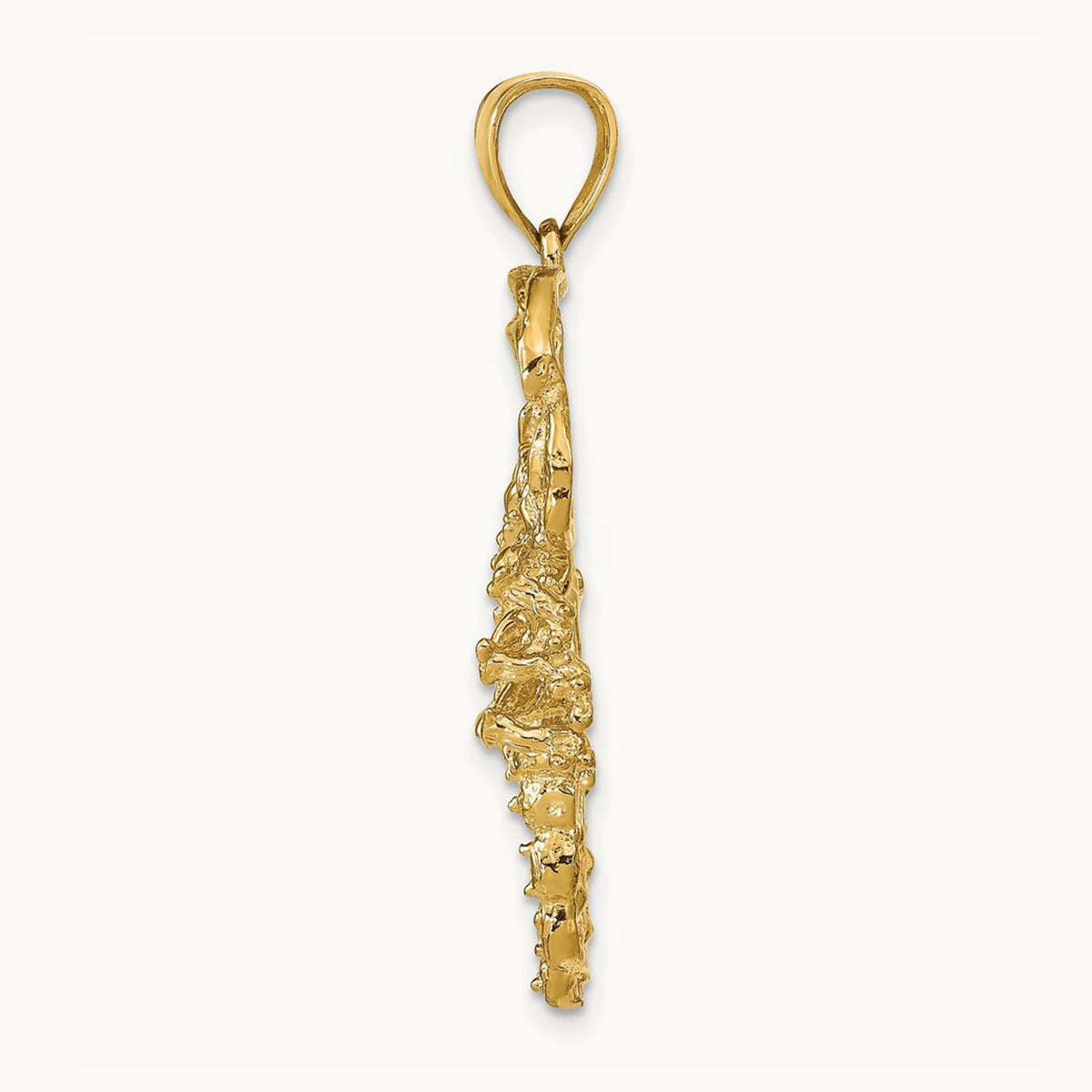 Solid Polished Open-Backed Scorpion Pendant — 14K Yellow Gold, 39mm