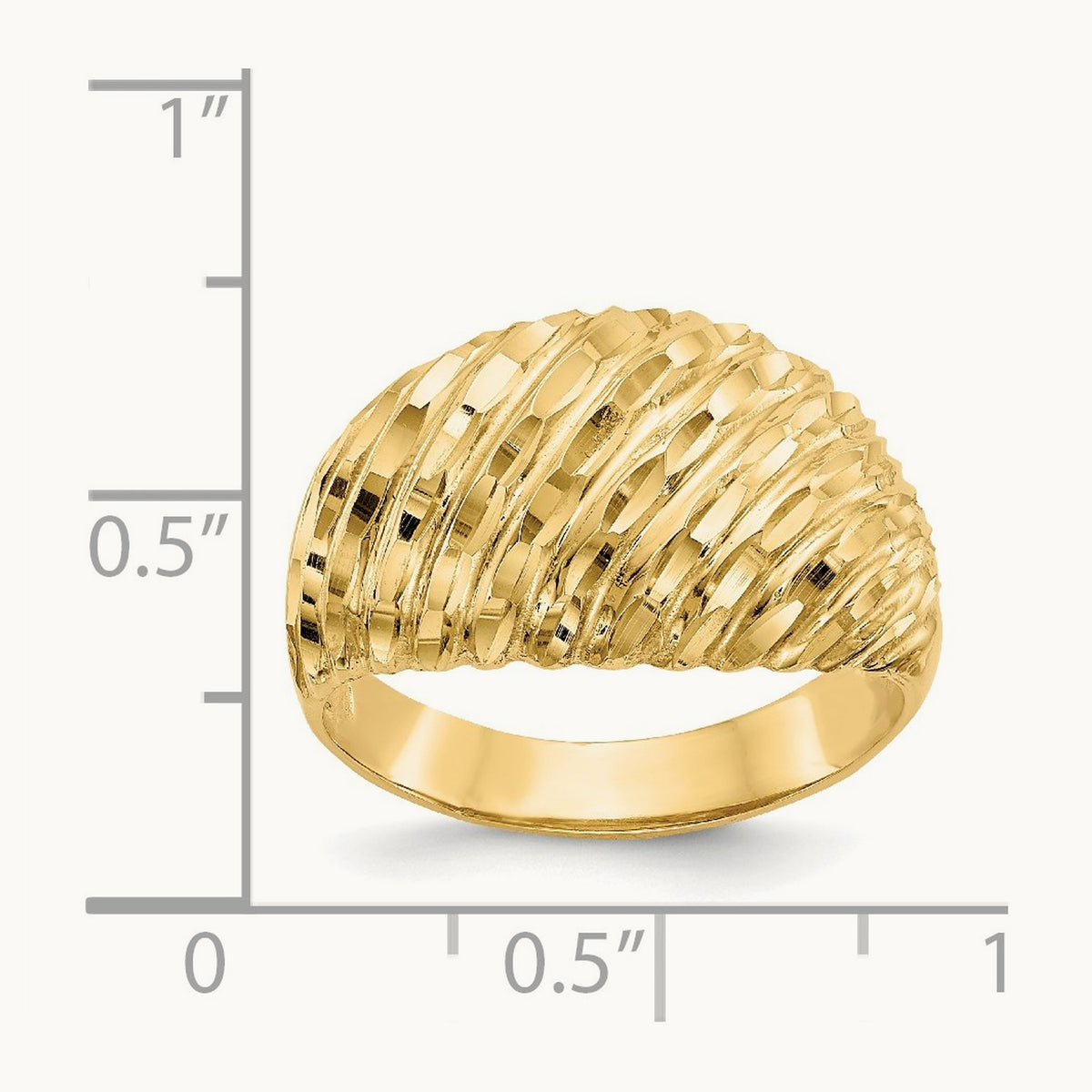 Diamond-cut Domed Ring, 14K