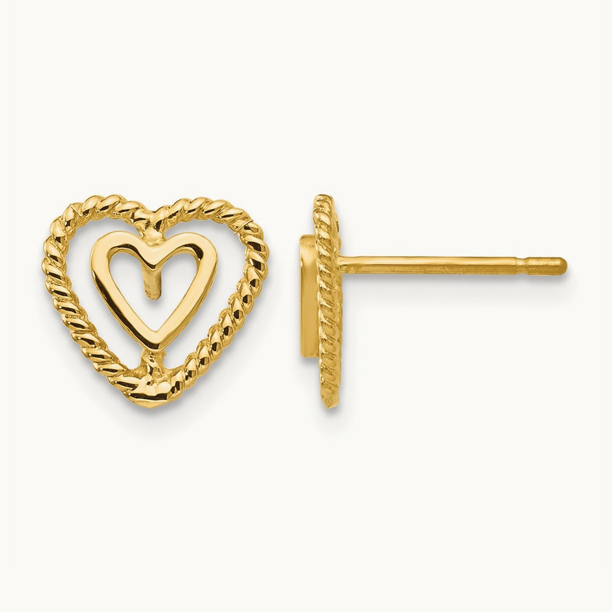 Heart Earrings, 14K