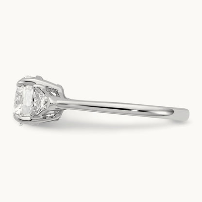 1/2ct Lab Grown Dia VS/SI+ G+ 1 1/2ct Round Semi 3 Stone Eng Ring, 14K White Gold