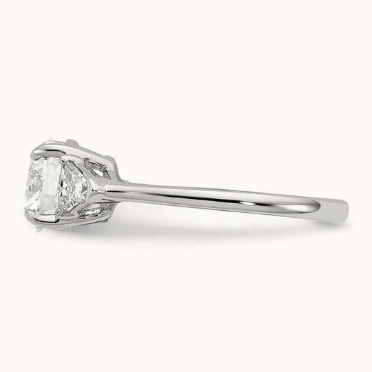 1/2ct Lab Grown Dia VS/SI+ G+ 1 1/2ct Round Semi 3 Stone Eng Ring, 14K White Gold