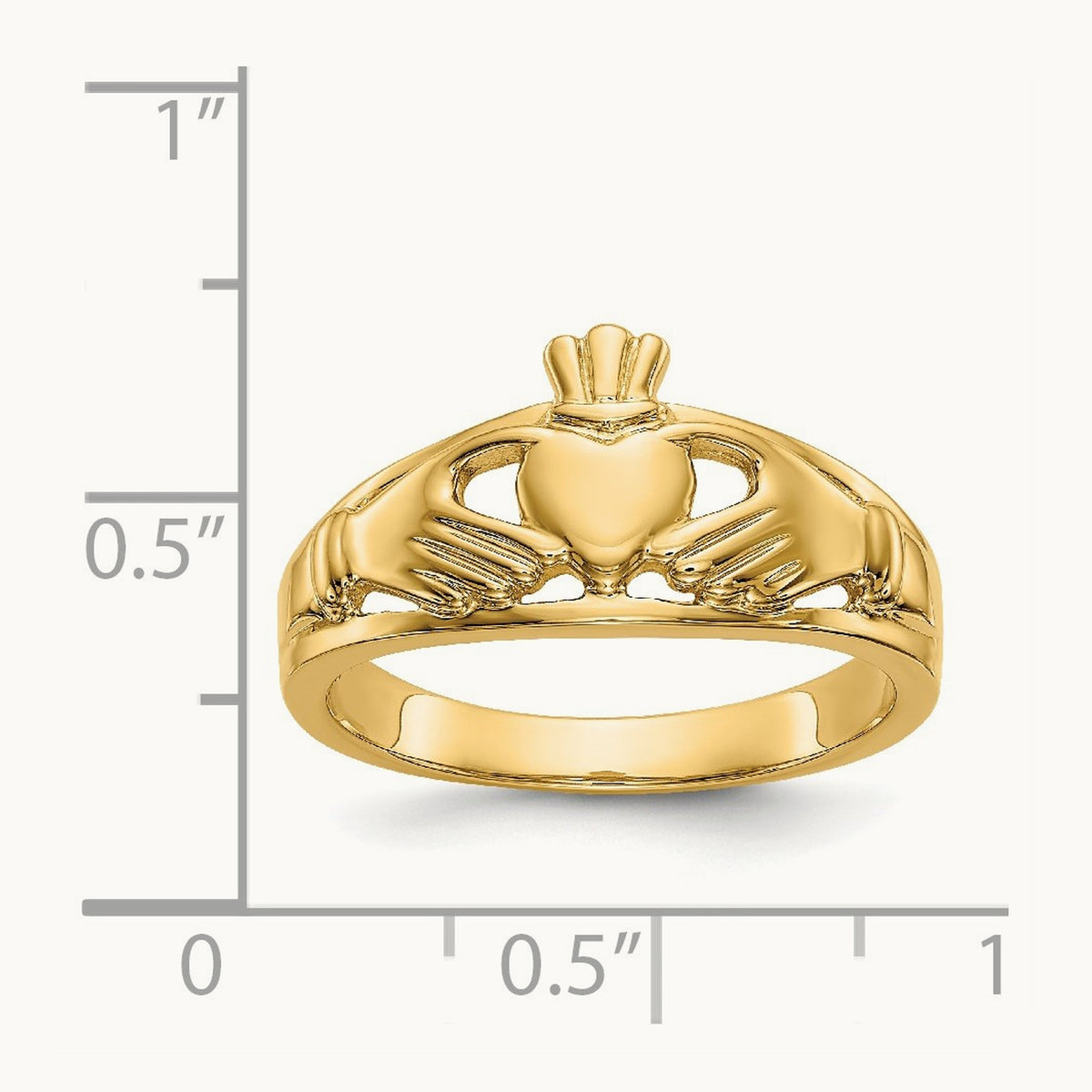 Polished Ladies Claddagh Ring, 14K