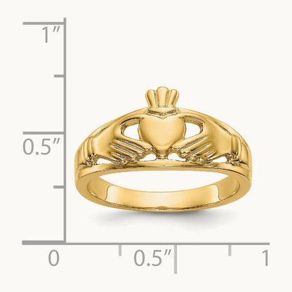Polished Ladies Claddagh Ring, 14K