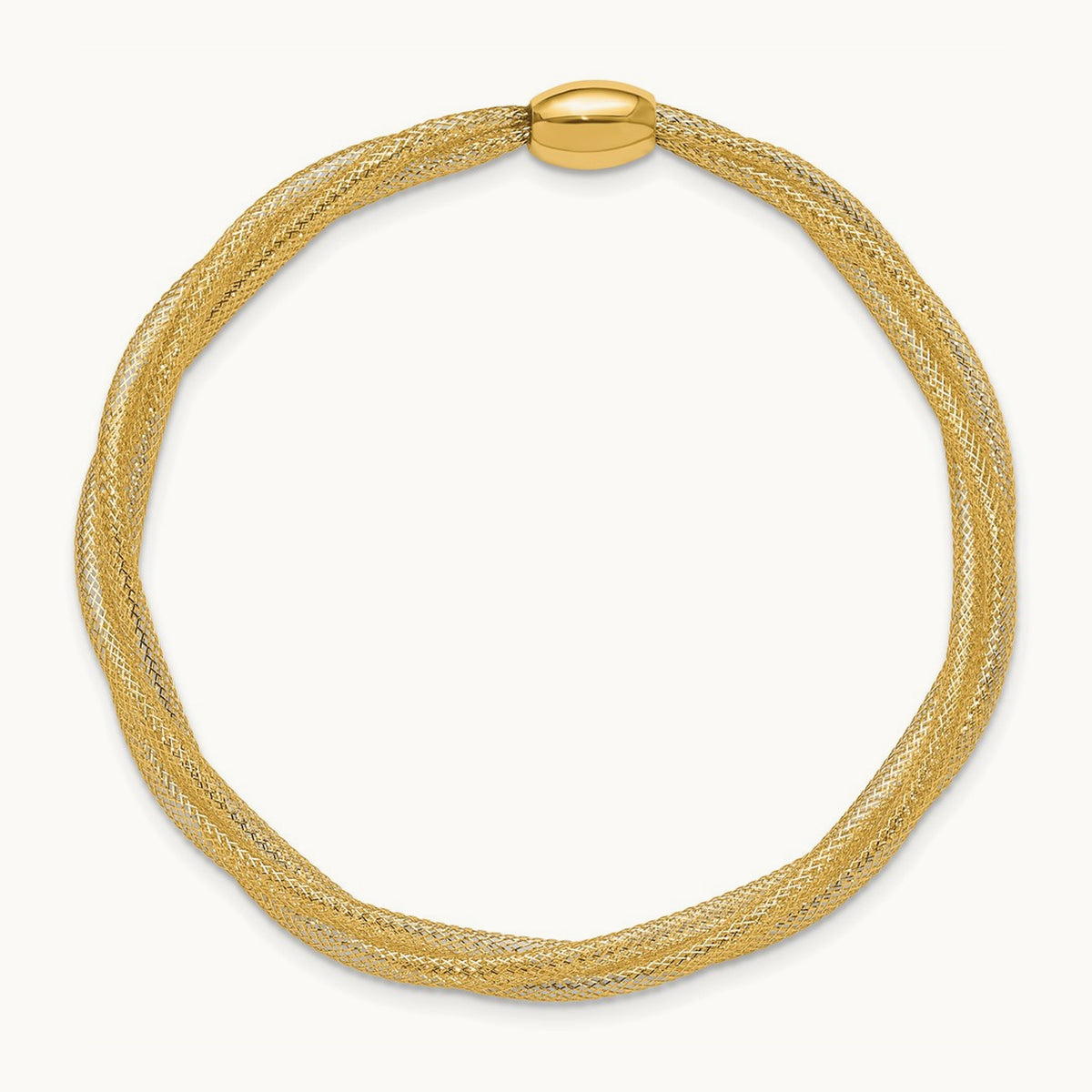 Mesh Twist Slip-on Stretch Bracelet — 14K Yellow Gold