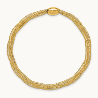 Mesh Twist Slip-on Stretch Bracelet — 14K Yellow Gold