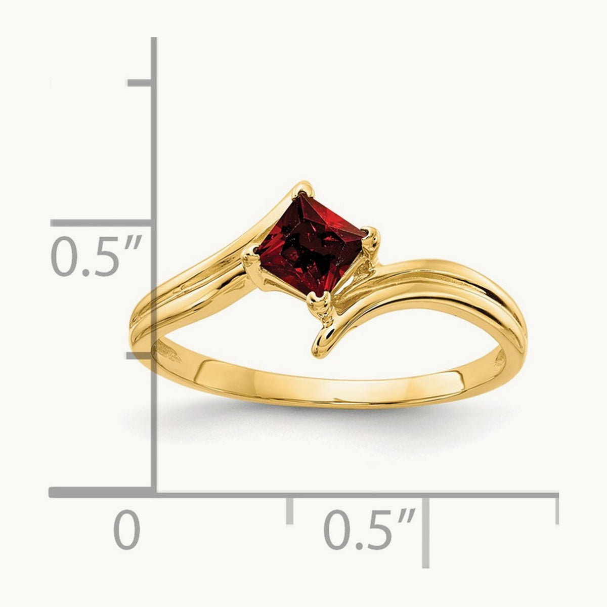 Princess Cut Garnet Ring — 14K Yellow Gold