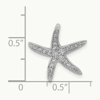 Diamond Starfish Chain Slide Pendant, 14K White Gold