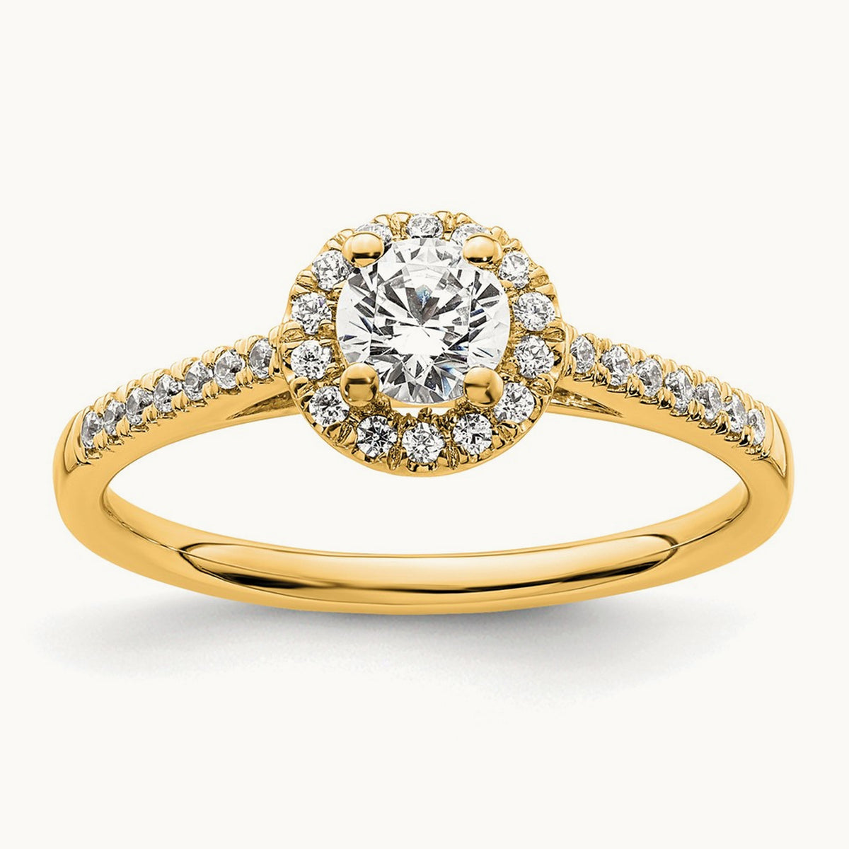 Round Semi-Mount Halo Engagement Ring, 0.15-0.50 ct tw — 1/6 ct, 14K Yellow Gold
