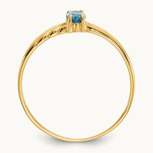 Blue Topaz Birthstone Ring, 14K