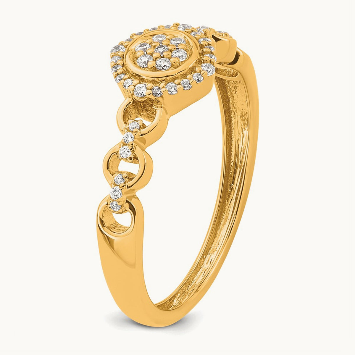 Complete Diamond Round Cluster Halo Engagement Ring — 14K Yellow Gold