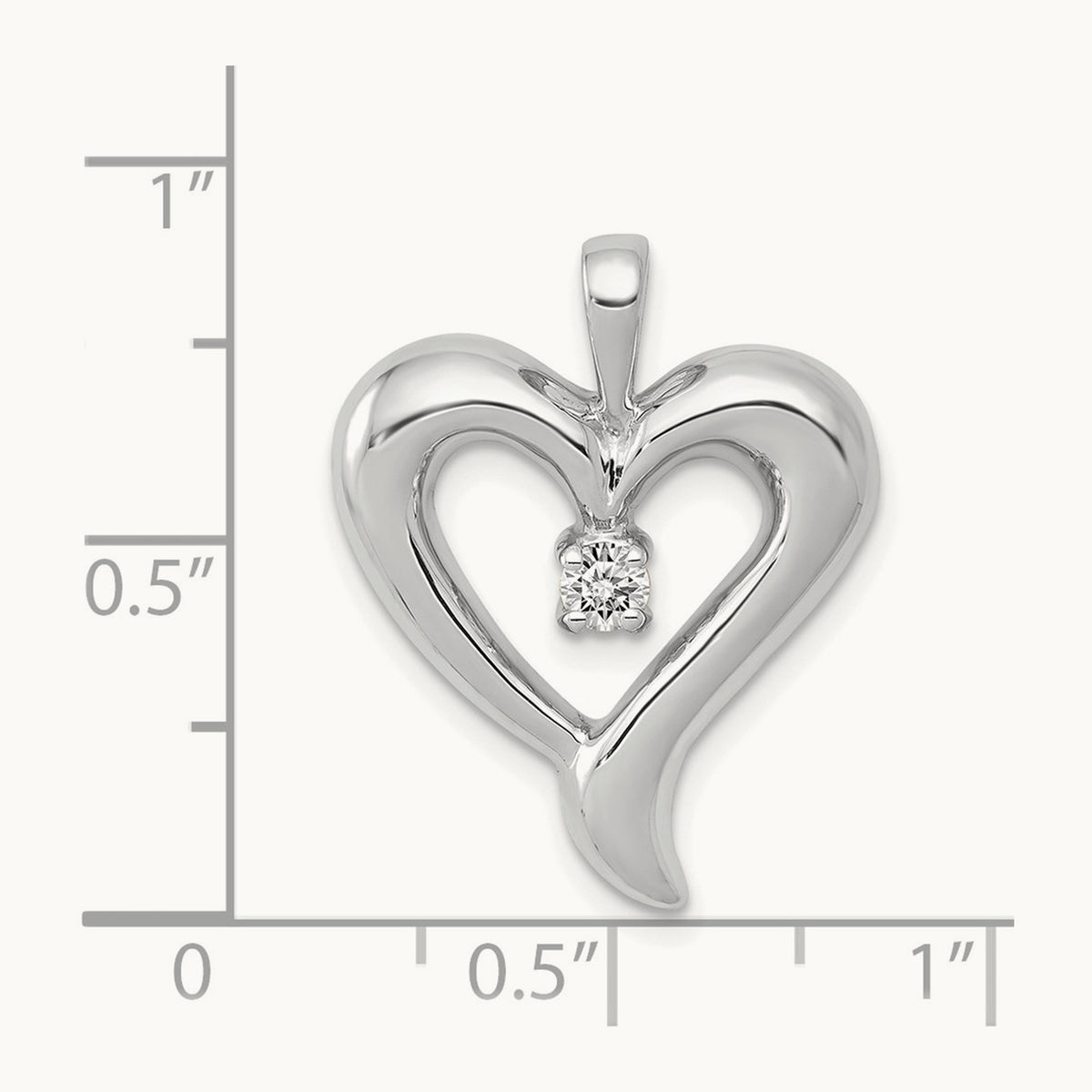 AA Diamond Heart Pendant, 14K White Gold