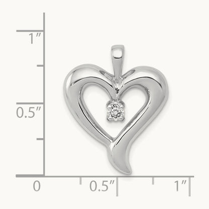 AA Diamond Heart Pendant, 14K White Gold