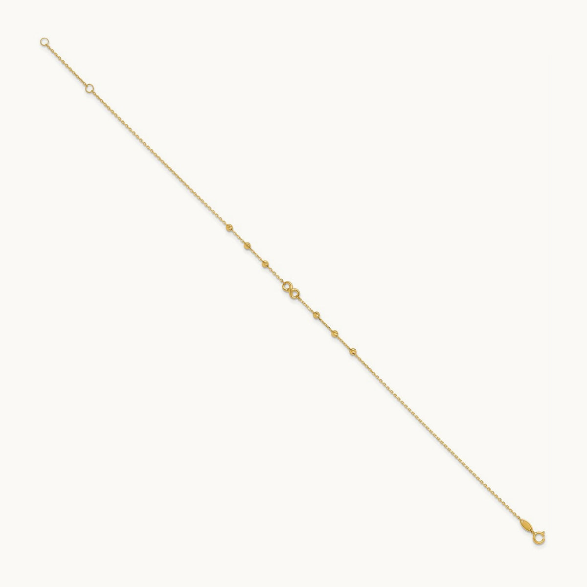 Infinity Symbol 10in Plus 1in ext. Anklet, 14K