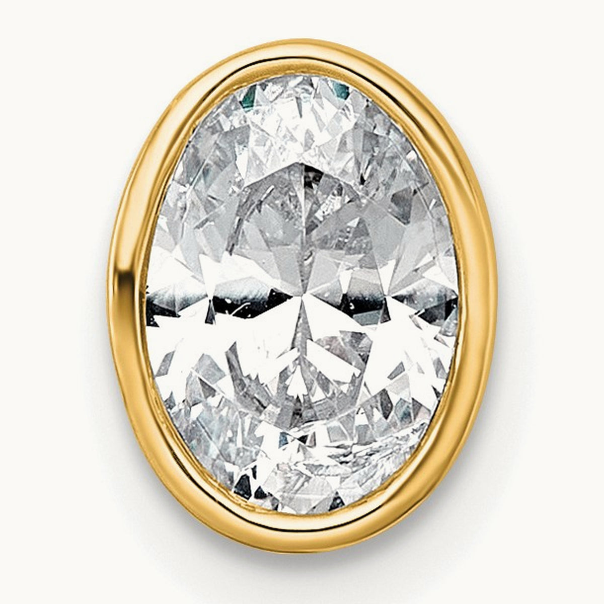 Oval Bezel Set Chain Slide Pendant, 0.25-3.00 ct tw Lab-Grown Diamond — 1 ct, 14K Yellow Gold