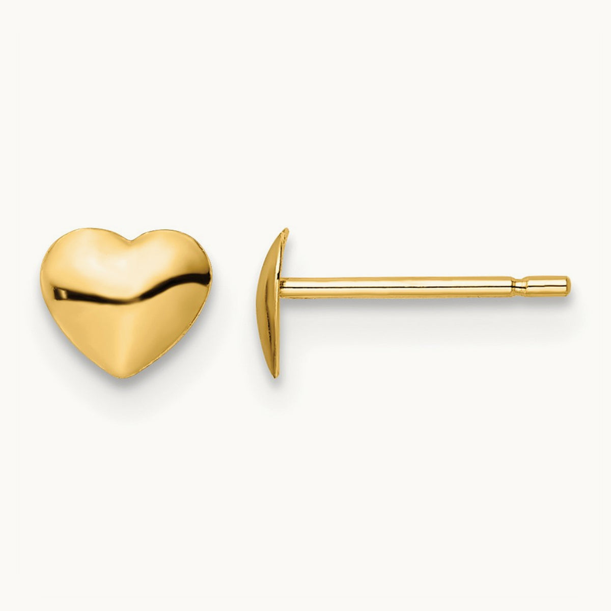 Polished Heart Post Stud Earrings — 14K Yellow Gold, 4.5mm