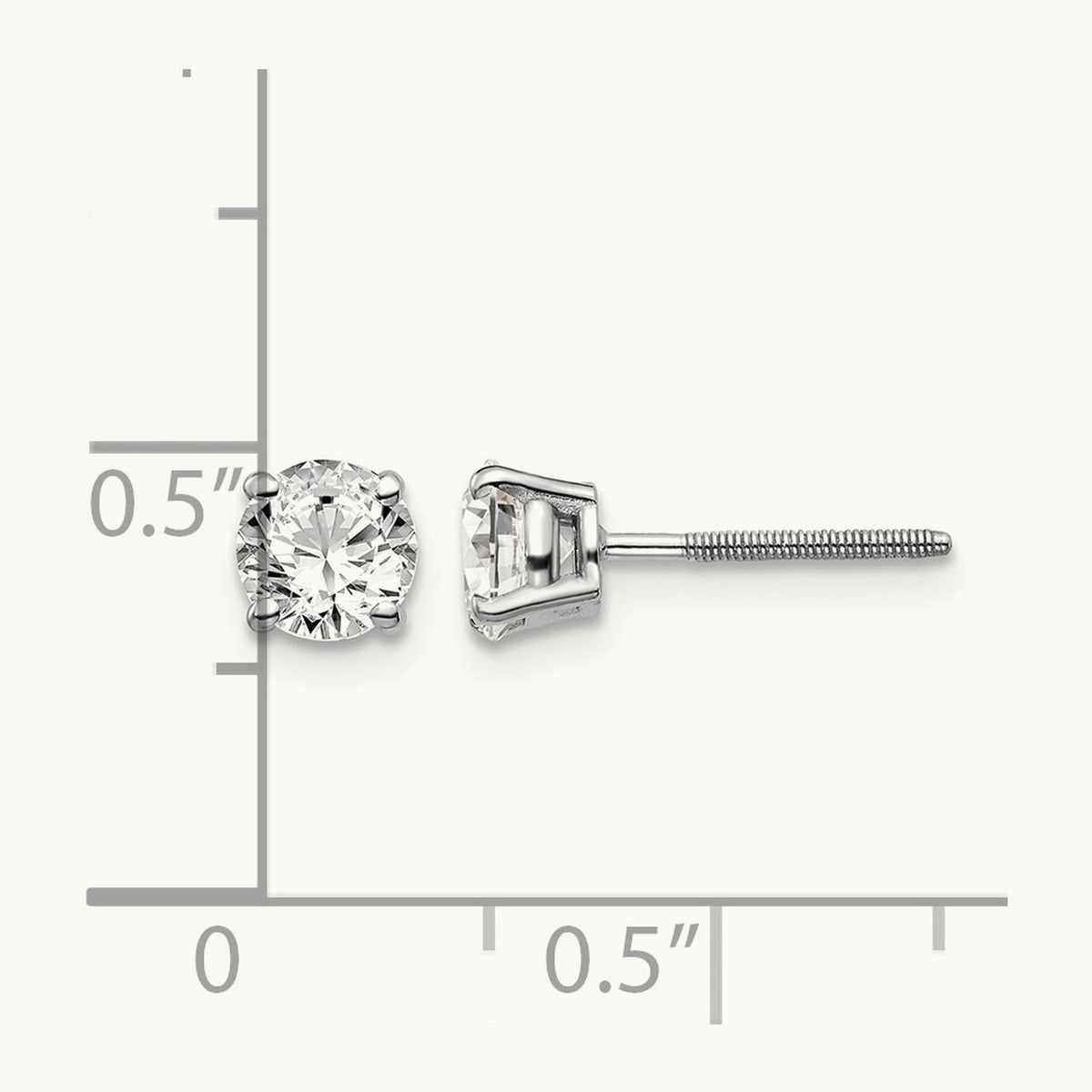 Round Diamond Stud Earrings — 14K White Gold, 1.00 ct tw