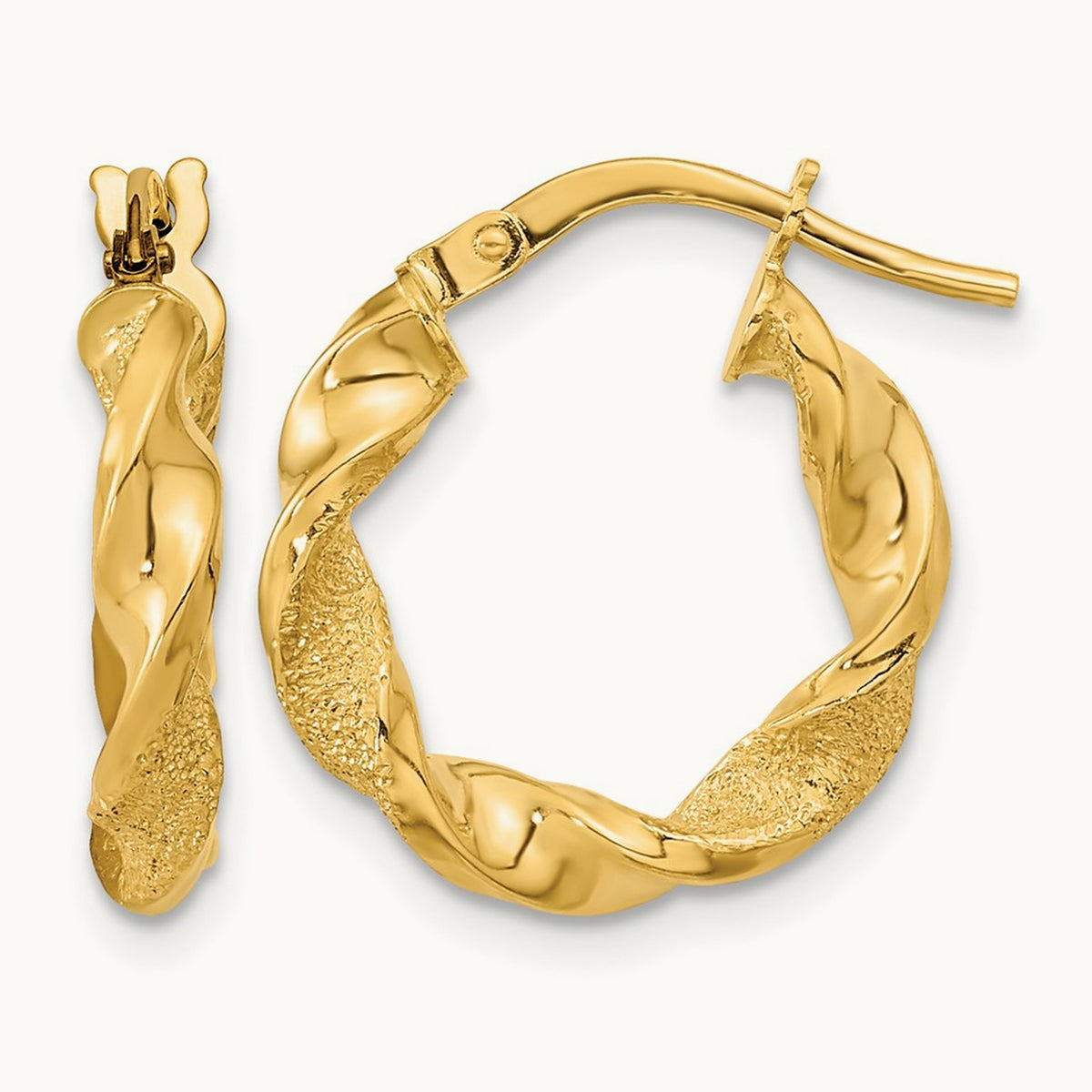 Polished and Textured Twisted Hoop Earrings — photo set
