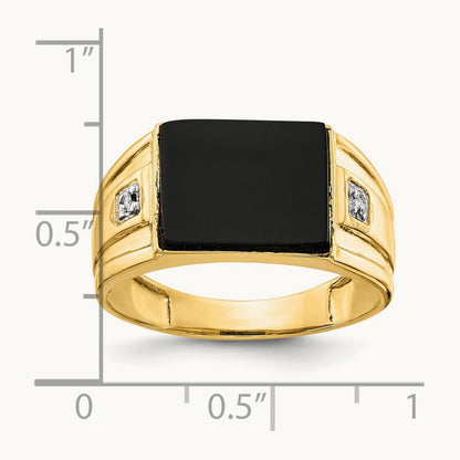 Men's Onyx and Diamond Ring, 14K