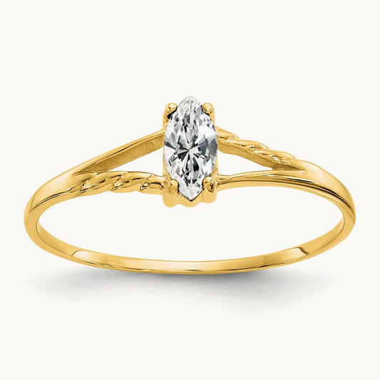 Topaz Birthstone Ring, 14K White
