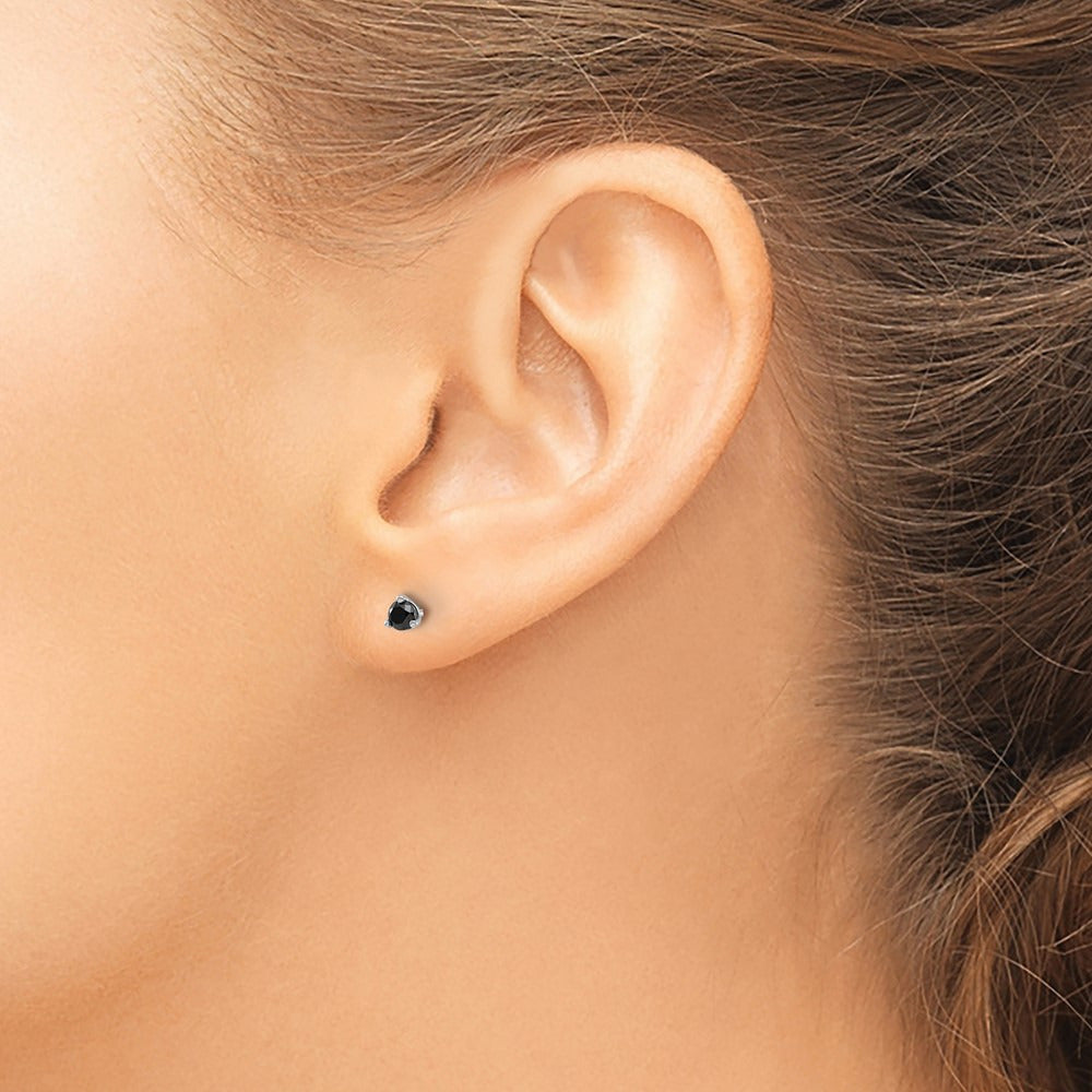 Black Diamond Stud Earrings — 14K White Gold, 4mm, 0.28 ct