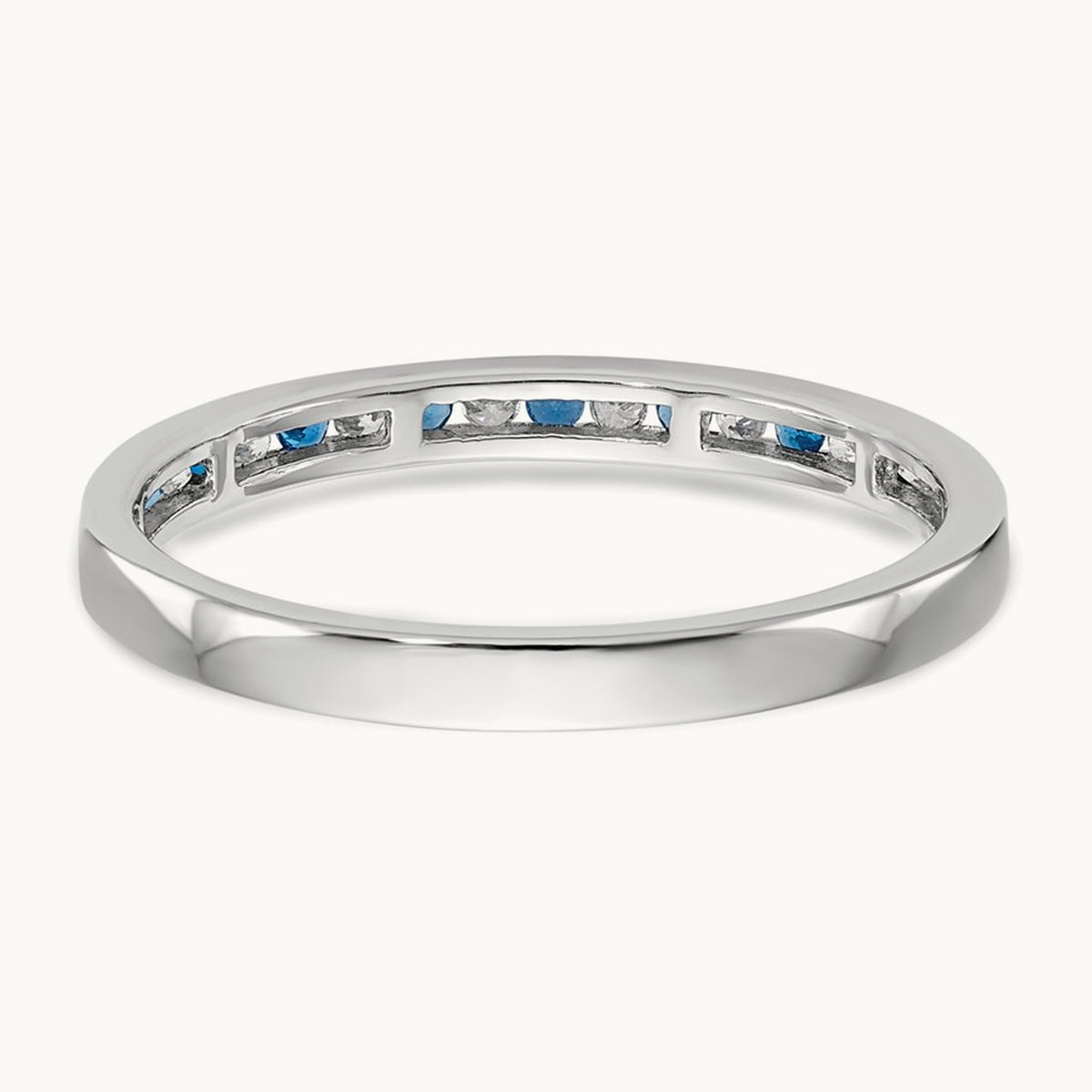 Blue and White Diamond Band, 14K White Gold