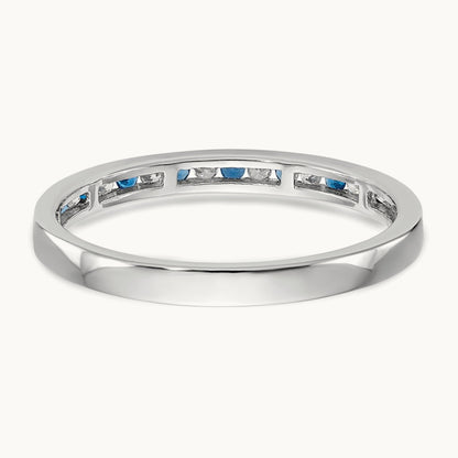 Blue and White Diamond Band, 14K White Gold
