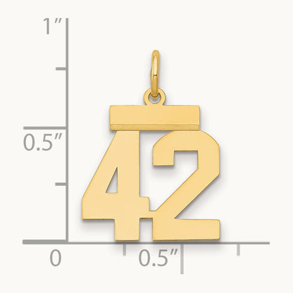 Small Polished Number 42 Charm, 14K