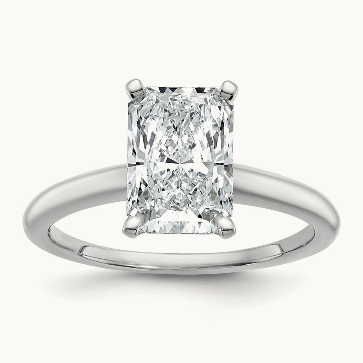 Radiant Solitaire Engagement Ring, 0.50-5.00 ct tw Lab-Grown Diamond — 2 1/2 ct, 14K White Gold