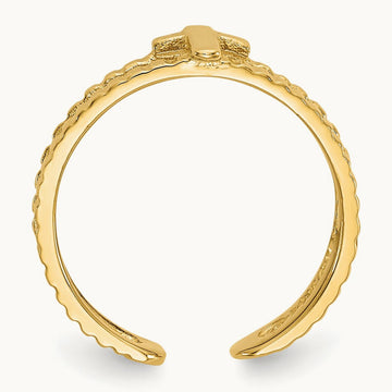 Cross Toe Ring, 14K