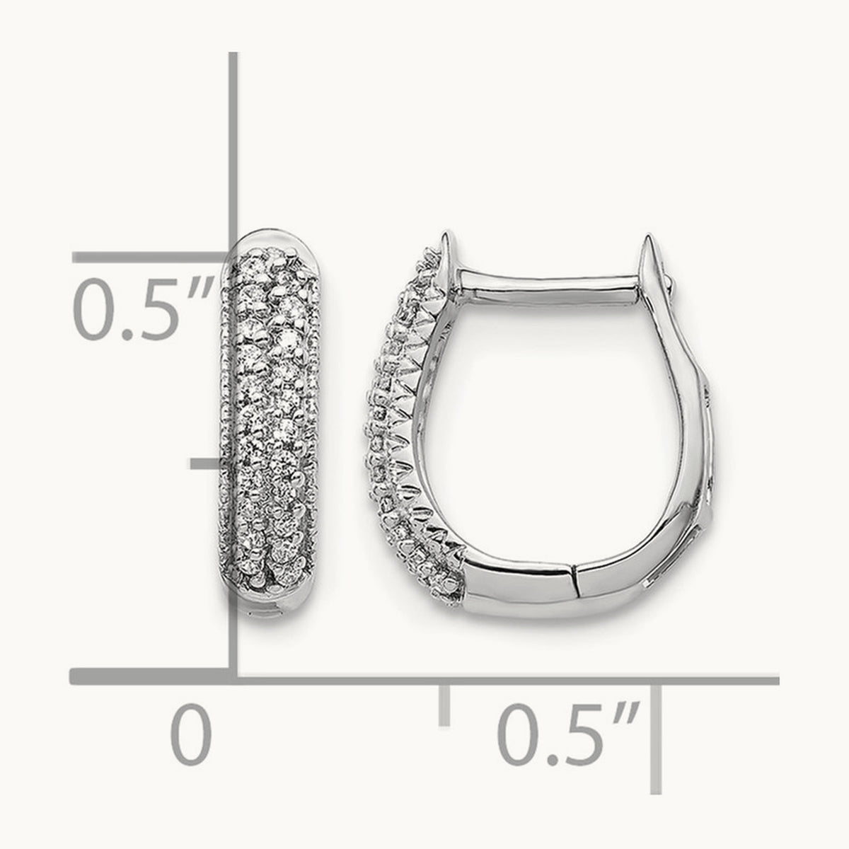 Polished Diamond Hinged Hoop Earrings — 14K White Gold