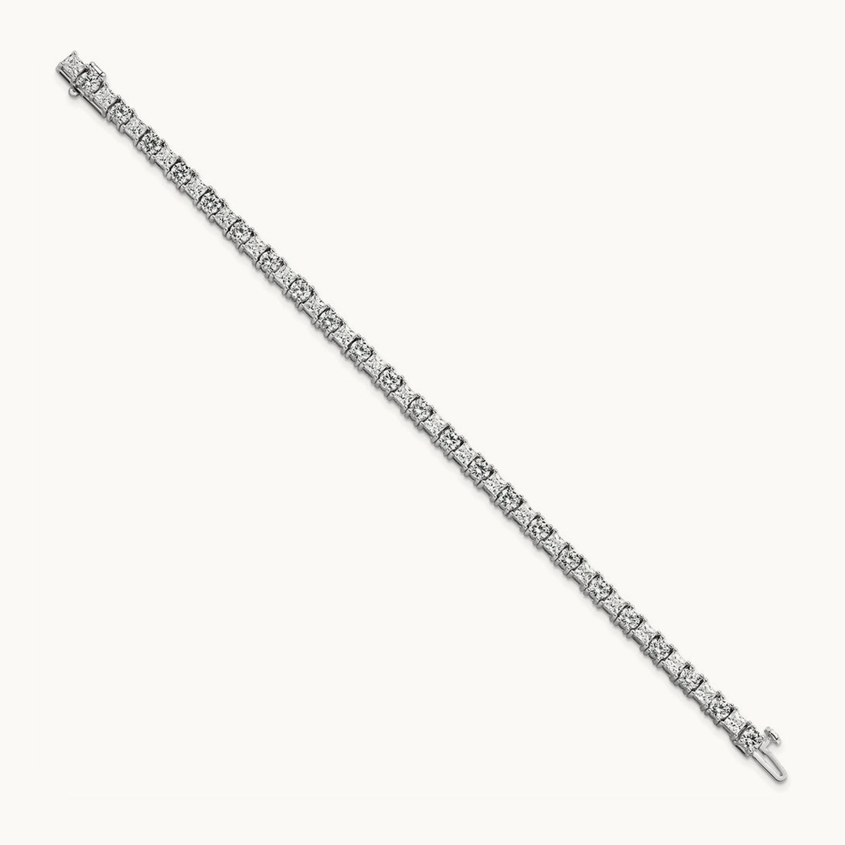 Princess/Round Tennis Bracelet, 10.00 ct tw Lab-Grown Diamond — 14K White Gold