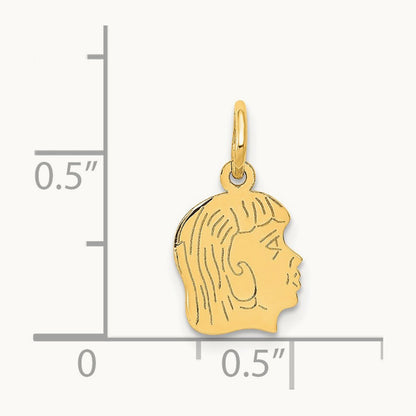 .018 Depth Engravable Girl Head Charm — 17mm
