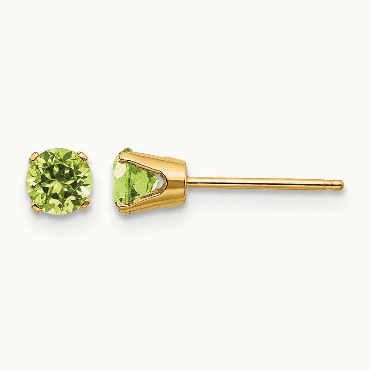 August/Peridot Post Earrings — 4mm