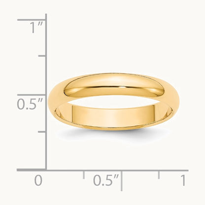 14K Yellow Gold 4mm Half-Round Wedding Band