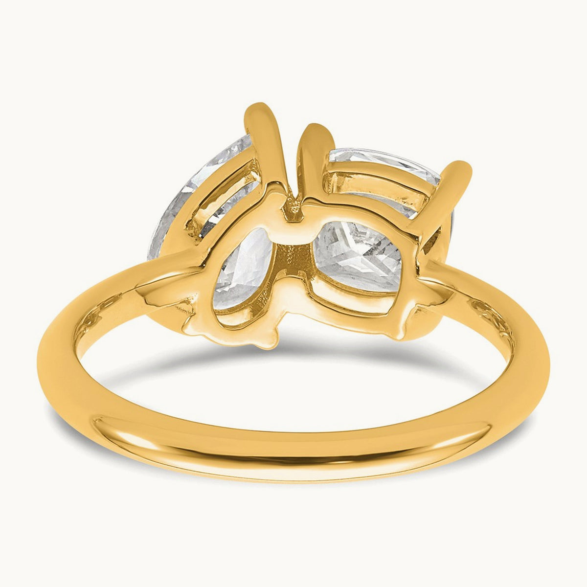 Cushion & Pear 2 Stone Engagement Ring, 2.00 ct tw Lab-Grown Diamond — 14K Yellow Gold