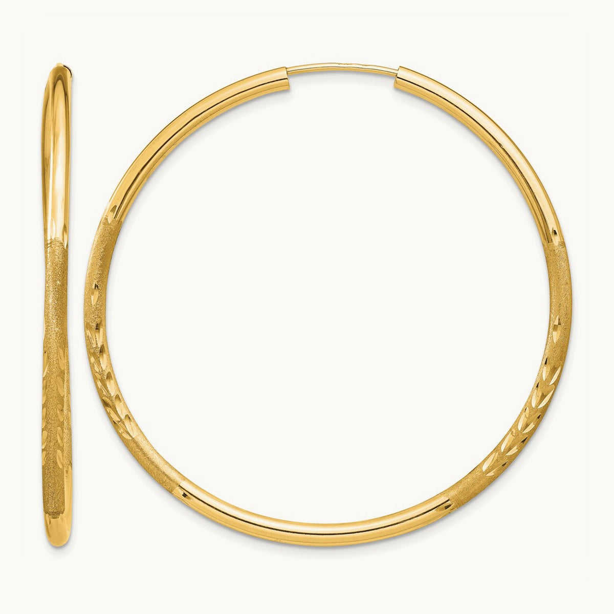 Satin Diamond-cut Endless Hoop Earrings — 40mm, 2mm