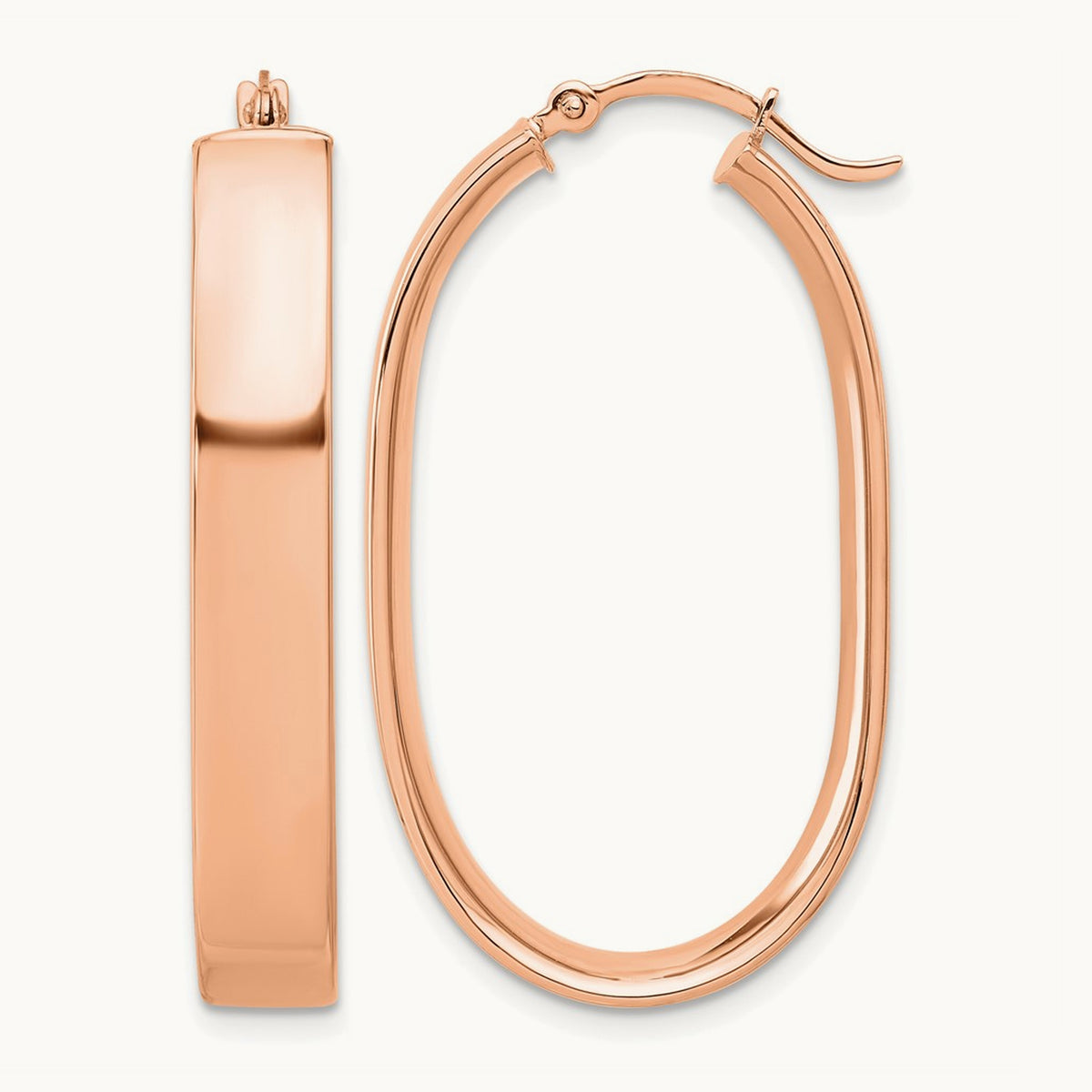 Oval Hoop Earrings — 14K Rose Gold