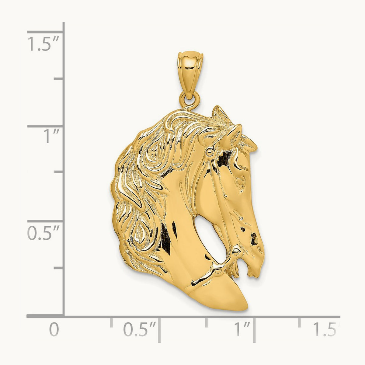 Horse Head w/Long Mane Charm, 14K