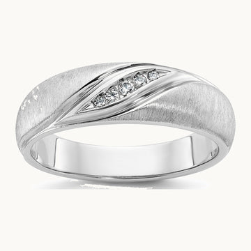 IBGoodman 14K White Gold Men's Polished and Satin 1/15 Carat AA Quality Diamond Ring